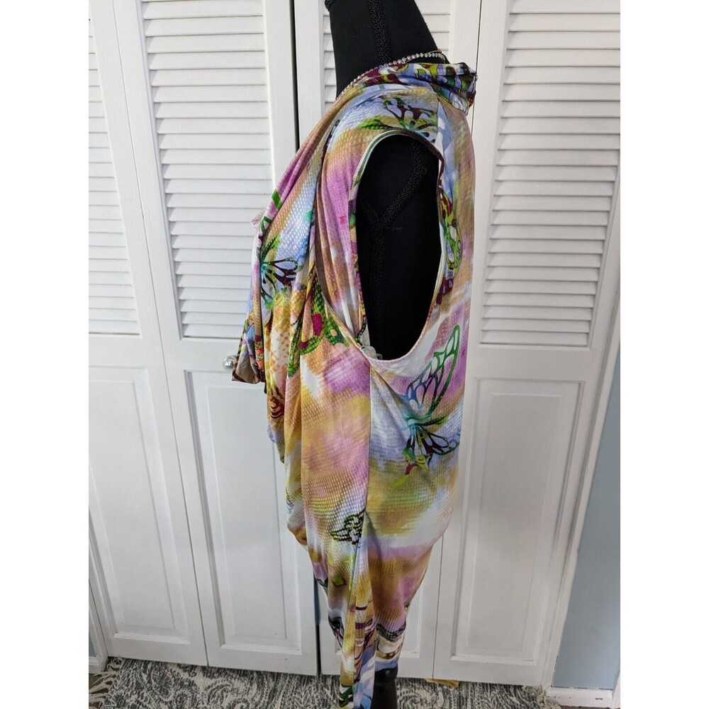 Sao Paulo Dress Women's Sz 12 Bodycon Art Mini Tunic Colorful Y2K Butterfly - Picture 6 of 12